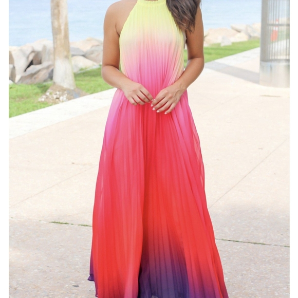 NWT Summer Ombre Sunset Vacation Maxi Dress S: Small-Medium - Picture 10 of 12